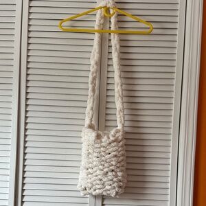 Handmade Cream Knit Shoulder Bag